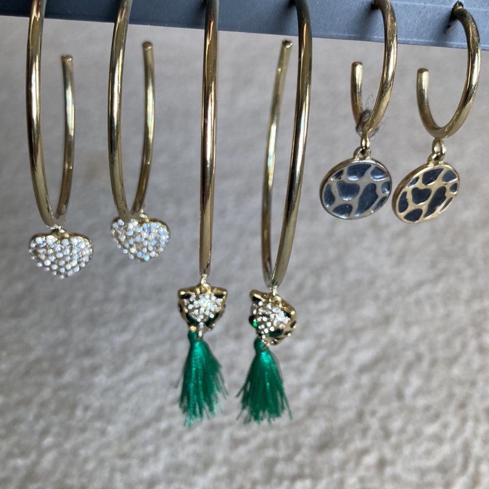 Thalia Sodi 3-Pc. Set Pavé & Tassel Hoop Earrings